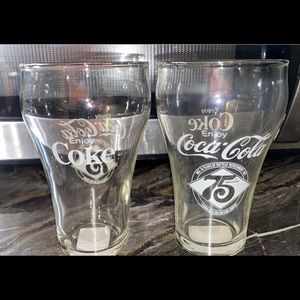 Vintage 75th anniversary Coca-Cola glasses